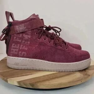 Nike SF Air Force 1 Mid "The Force Is Female" Women's Size 10 Burgandy